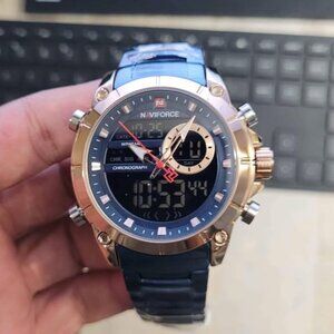 Naviforce Dual Display Watch in‎ Stainless Steel For Men
